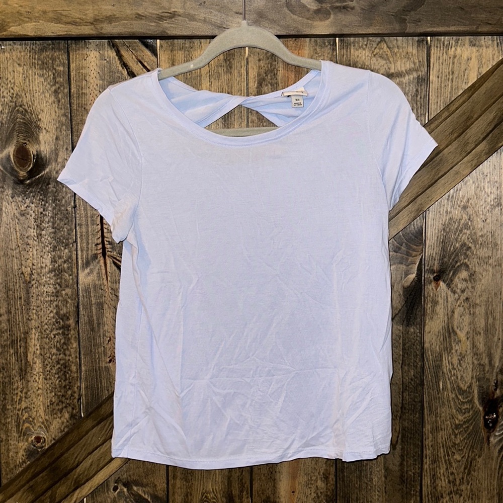 Light Blue Back Knot Short Sleeve Tee